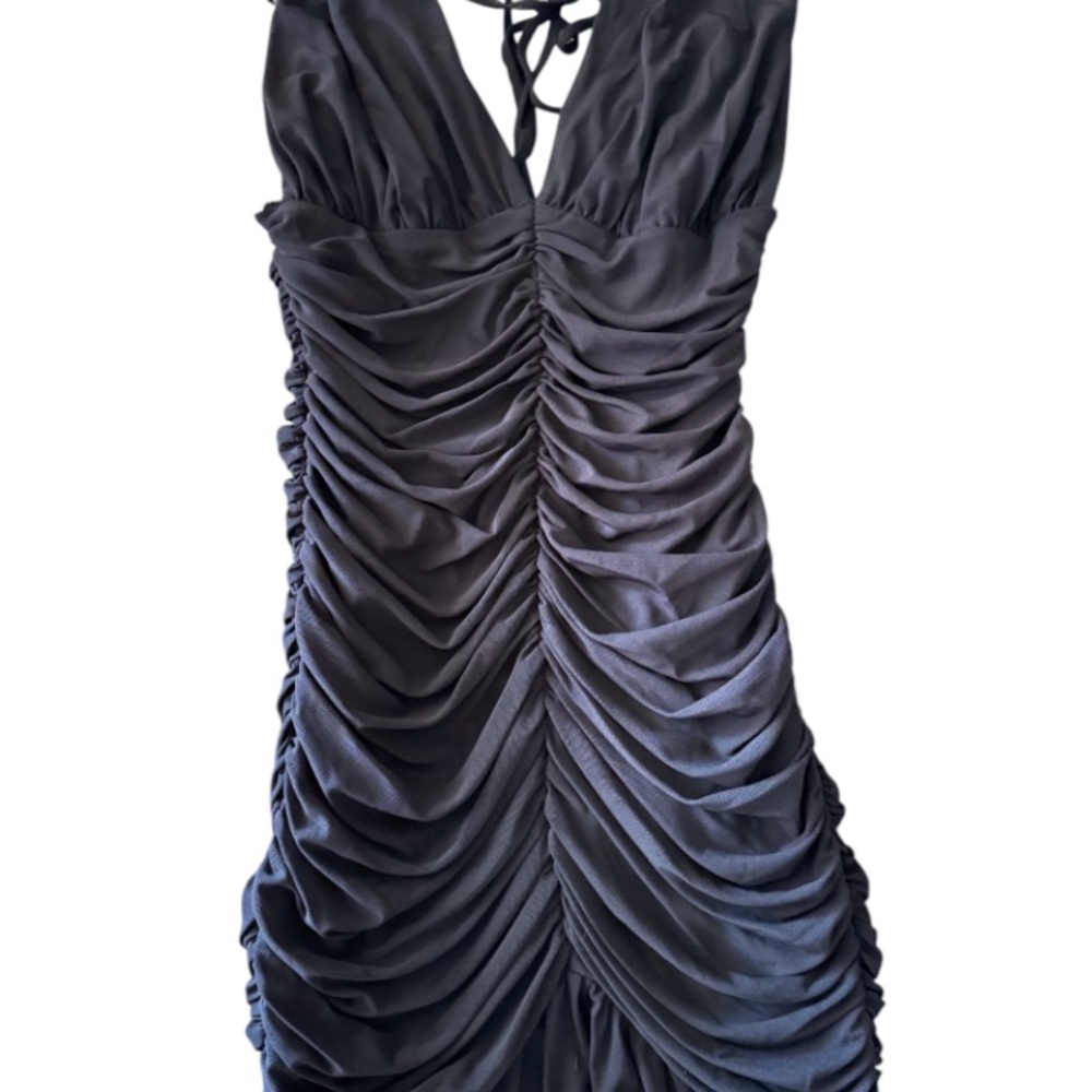 Papaya Elegant Black Ruched Dress. Size M
